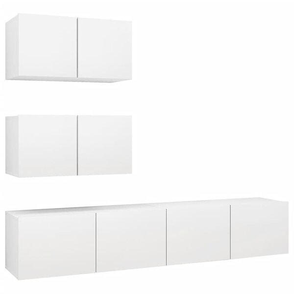 vidaXL Ensemble de meubles TV 4 Pièces Blanc Bois d'ingénierie