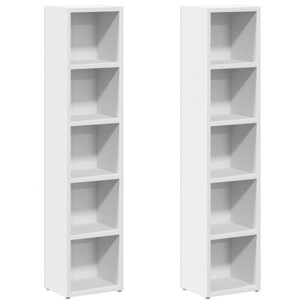 vidaXL Armoires à CD 2 Pièces Blanc 21x16x93 5 cm Aggloméré