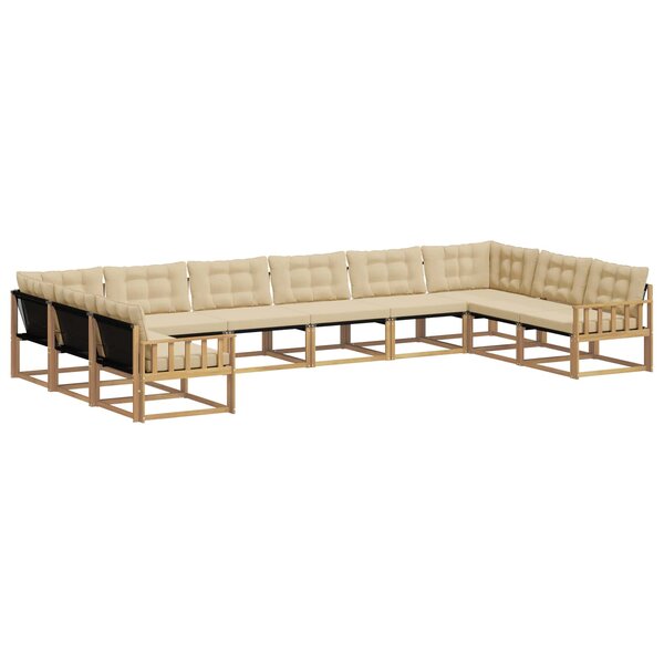 vidaXL Ensemble de canapés d'extérieur 10 Pièces Blanc et Beige