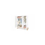Armoire Bridge grande Semi poli fin  MDF uni laqué blanc et massif frêne laqué clair