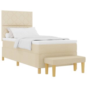 vidaXL Lit à ressorts avec matelas Crème 100 x 200 cm tissu