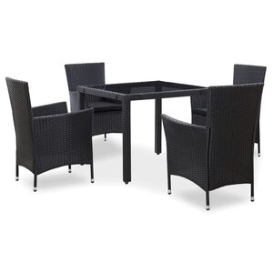 vidaXL Ensemble à manger d'extérieur 5 Pièces Résine tressée Noir
