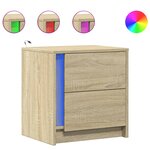 vidaXL Armoires de chevet et lumières LED 2 Pièces chêne sonoma