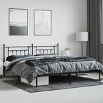vidaXL Cadre de lit métal sans matelas avec tête de lit noir 200x200cm