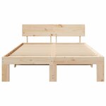 vidaXL Cadre de lit Marron 135 x 190 cm Bois de pin massif