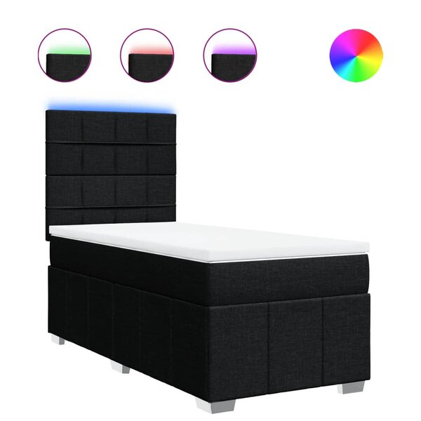 vidaXL Sommier à lattes de lit et matelas Noir 80x200 cm Tissu