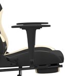 vidaXL Chaise de jeu de massage avec repose-pied Noir et crème Tissu