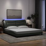 vidaXL Cadre de lit avec LED sans matelas gris foncé 180x200 cm tissu