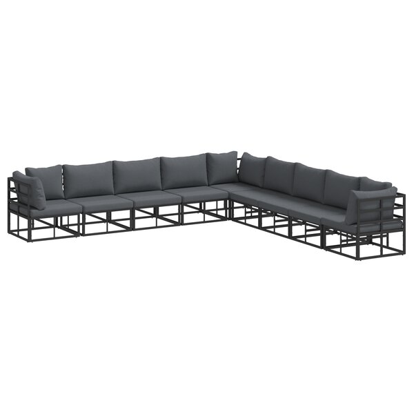 vidaXL Ensemble de canapé de jardin 9 Pièces Noir 353 x 353 x 71 cm
