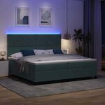 vidaXL Lit à ressort LED avec matelas Vert foncé 200 x 200 cm tissu