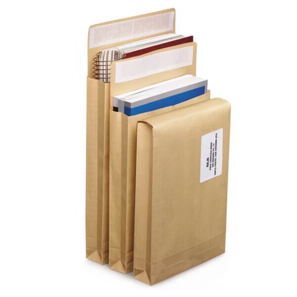 5 pochettes kraft renforcées dépliables - 26 x 28 cm