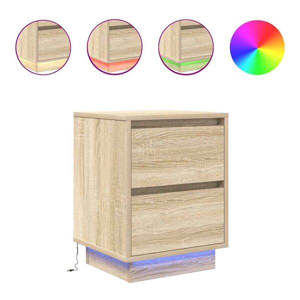 VidaXL Table de chevet avec lumières LED chêne sonoma 38x34x50 cm