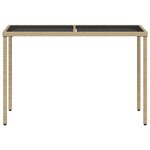 vidaXL Table de jardin dessus en verre beige 115x54x74 cm poly rotin