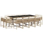 vidaXL Ensemble à manger de jardin et coussins 13 Pièces beige