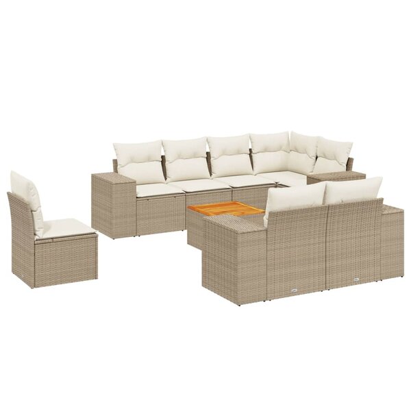 vidaXL Salon de jardin avec coussins 9 Pièces beige résine tressée