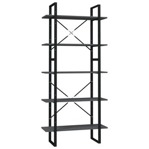vidaXL Bibliothèque à 5 niveaux Gris 80x30x175 cm Bois d'ingénierie