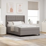 vidaXL Lit à ressorts avec matelas et LED en taupe 140x190 cm en tissu