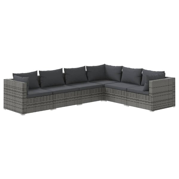 Salon de jardin meuble d'extérieur ensemble de mobilier 6 pièces avec coussins résine tressée gris 02_0016869