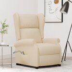 vidaXL Fauteuil de massage Crème Tissu