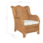 vidaXL Canapé avec coussin Marron clair Rotin naturel et lin