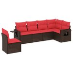 vidaXL Salon de jardin 6 Pièces avec coussins marron résine tressée