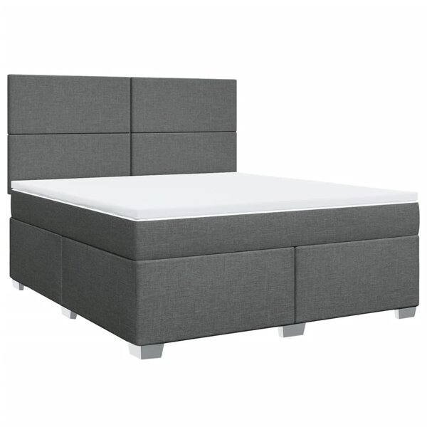 vidaXL Sommier à lattes de lit avec matelas Gris foncé 180x200cm Tissu