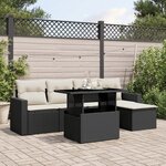 vidaXL Salon de jardin 6 Pièces avec coussins noir résine tressée