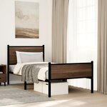vidaXL Cadre de lit en métal sans matelas chêne marron 75x190 cm