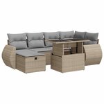 vidaXL Salon de jardin avec coussins 7 Pièces beige résine tressée