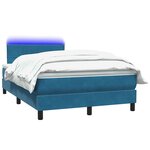 vidaXL Sommier à lattes de lit et matelas et LED bleu foncé 120x210cm velours