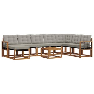 vidaXL Ensemble de canapés d'extérieur 9 pc Naturel et gris clair
