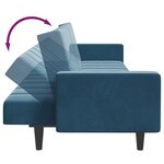 vidaXL Canapé-lit à 2 places avec repose-pied bleu velours