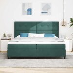 vidaXL Lit à Ressorts avec Matelas LED Vert foncé 200 x 200 cm Velours
