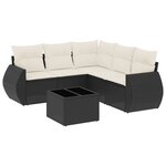 vidaXL Salon de jardin 6 Pièces avec coussins noir résine tressée