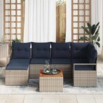 vidaXL Ensemble de canapé de jardin avec coussin 7 Pièces Gris Poly rotin