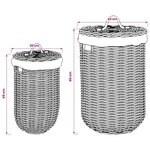 vidaXL Panier à linge avec couvercle GENDT 2 pc Brun Naturel