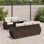 vidaXL Salon de jardin avec coussins 6 Pièces marron résine tressée