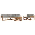 vidaXL Ensemble de canapés d'extérieur 7 Pièces Gris Naturel et Clair