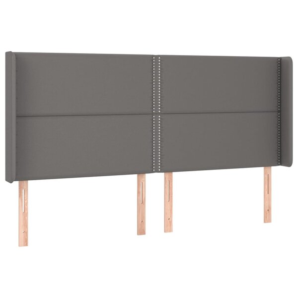 vidaXL Tête de lit avec oreilles Gris 203x16x118/128 cm Similicuir