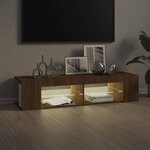 vidaXL Meuble TV avec lumières LED chêne marron 135x39x30 cm