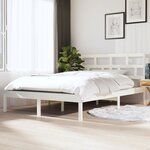 vidaXL Cadre de lit Blanc 135x190 cm Double Bois massif