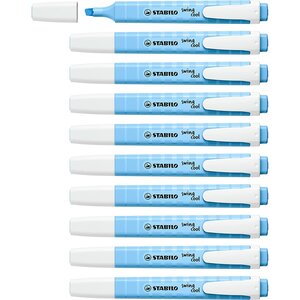 Surligneur Swing Cool Pointe Biseautée 1 - 4mm Pastel Bleu ciel x 10 STABILO