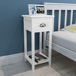 Vidaxl table de chevet avec 1 tiroir blanc