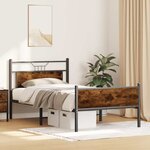 vidaXL Cadre de lit sans matelas chêne fumé 100x190 cm bois ingénierie