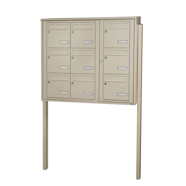 Bloc collectif Leabox  3x3  grade 3  simple face  extérieur  fixation sur pieds à sceller   ivoire ral 1015  finition brillante