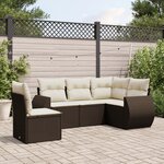 vidaXL Salon de jardin avec coussins 5 Pièces marron résine tressée