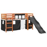 vidaXL Lit mezzanine enfants et rideaux blanc/noir 90x190cm pin massif