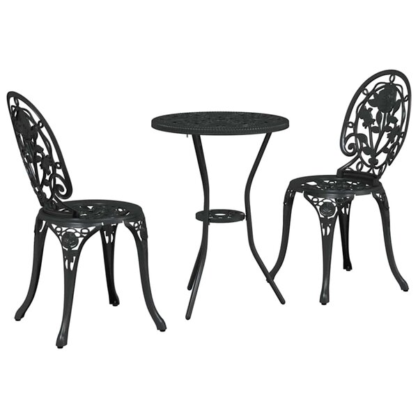 vidaXL Ensemble bistro de jardin 3 pc Noir Aluminium
