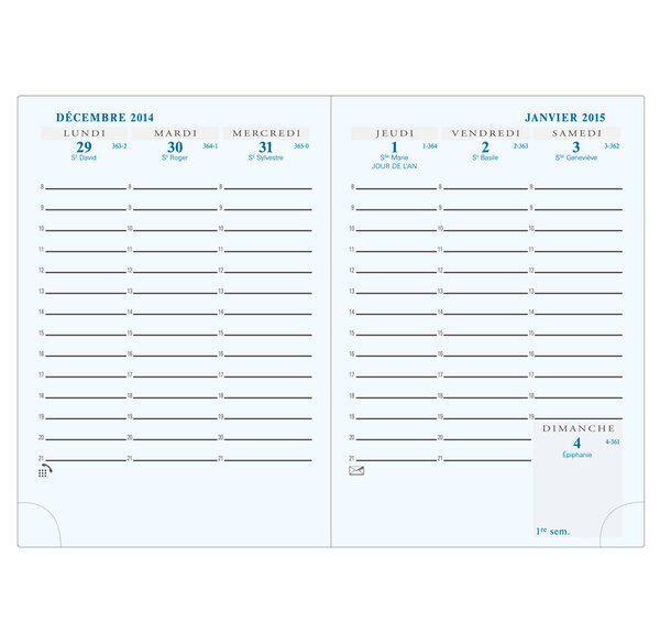 Recharge semainier poche Horizons 13 tranche or répertoire 130x90 mm Assorti EXACOMPTA