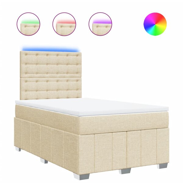 vidaXL Sommier à lattes de lit avec matelas crème 120x190 cm tissu
